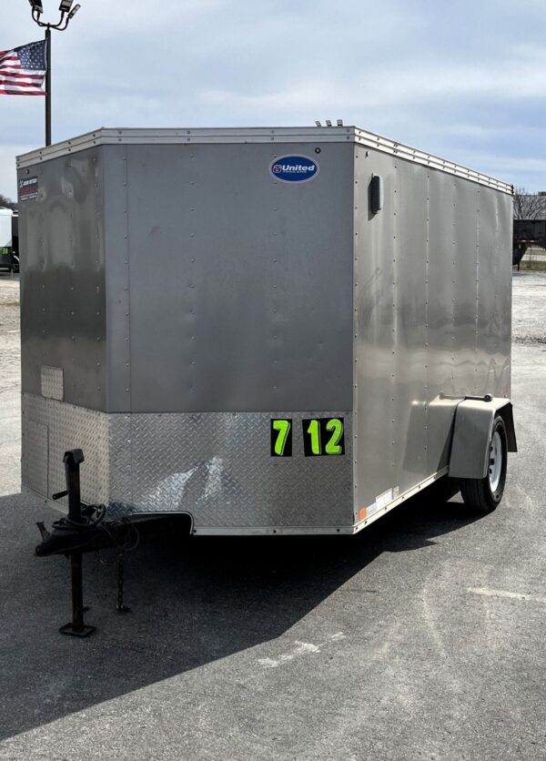 Used Enclosed Cargo Trailer 2018 7′ X 12′ United w/E-Track Installed #0092