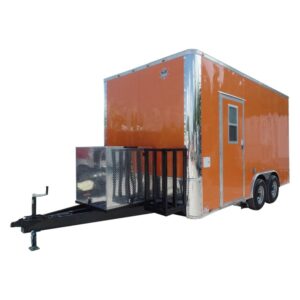 8.5' x 16' Concession Food Trailer Orange With Appliances