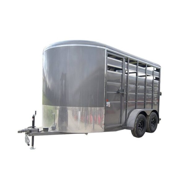 14ft Charcoal Horse Livestock Cattle Trailer (2) 3,500lb Axles with Dressing Room