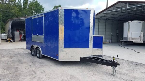 8.5' x 16' Cobalt Blue Concession Food Trailer - Image 17