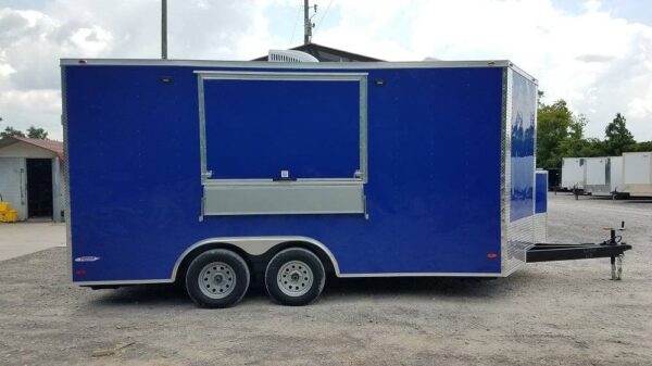 8.5' x 16' Cobalt Blue Concession Food Trailer - Image 24