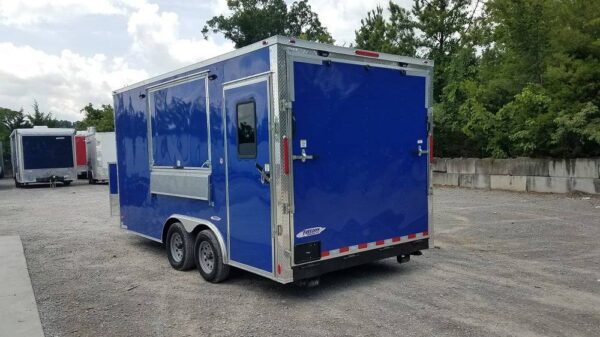 8.5' x 16' Cobalt Blue Concession Food Trailer - Image 3