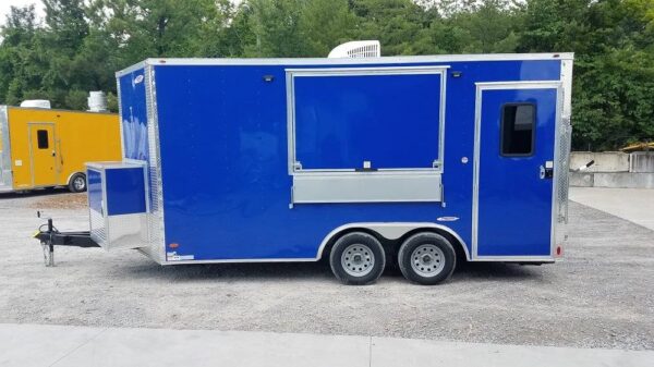 8.5' x 16' Cobalt Blue Concession Food Trailer - Image 5