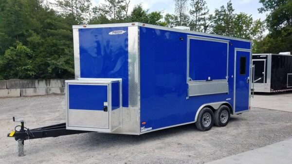 8.5' x 16' Cobalt Blue Concession Food Trailer - Image 12