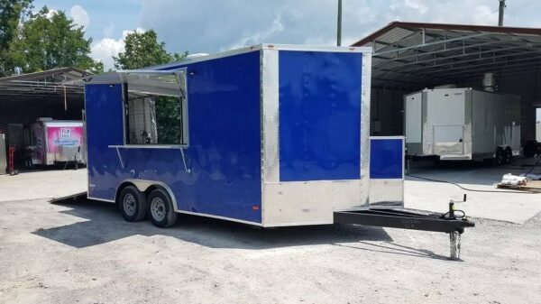8.5' x 16' Cobalt Blue Concession Food Trailer - Image 27