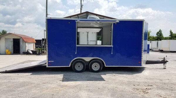 8.5' x 16' Cobalt Blue Concession Food Trailer - Image 11