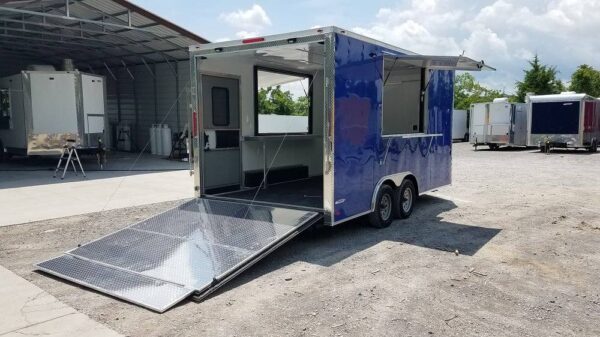8.5' x 16' Cobalt Blue Concession Food Trailer - Image 16