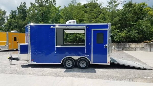 8.5' x 16' Cobalt Blue Concession Food Trailer - Image 21