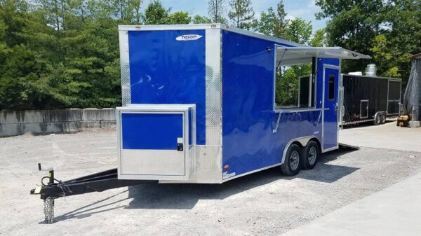 8.5' x 16' Cobalt Blue Concession Food Trailer - Image 8