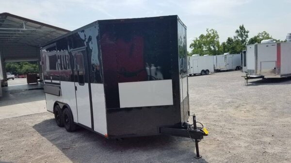 8.5' x 16' Black & White Food Concession Event Trailer - Image 25