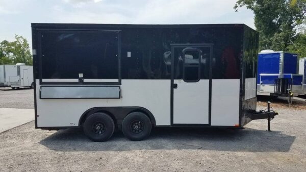 8.5' x 16' Black & White Food Concession Event Trailer - Image 22
