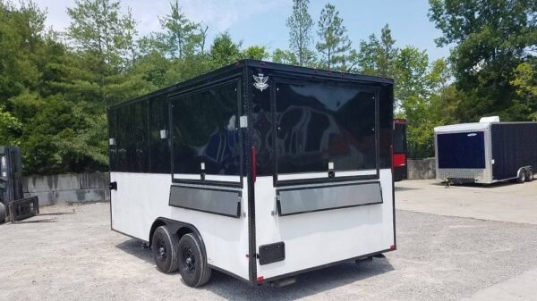 8.5' x 16' Black & White Food Concession Event Trailer - Image 15