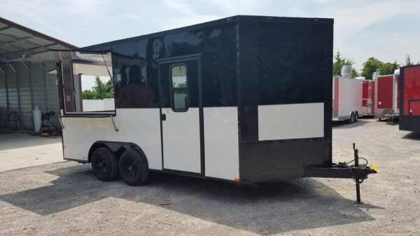 8.5' x 16' Black & White Food Concession Event Trailer - Image 4