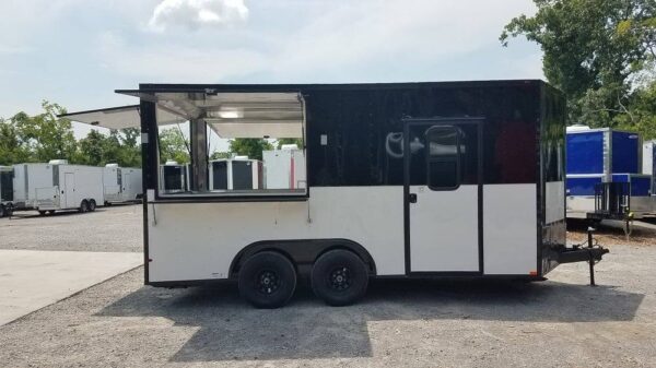 8.5' x 16' Black & White Food Concession Event Trailer - Image 24