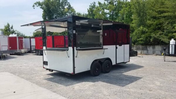 8.5' x 16' Black & White Food Concession Event Trailer - Image 12