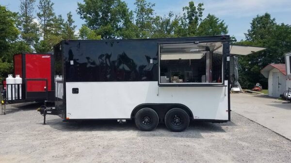 8.5' x 16' Black & White Food Concession Event Trailer - Image 8