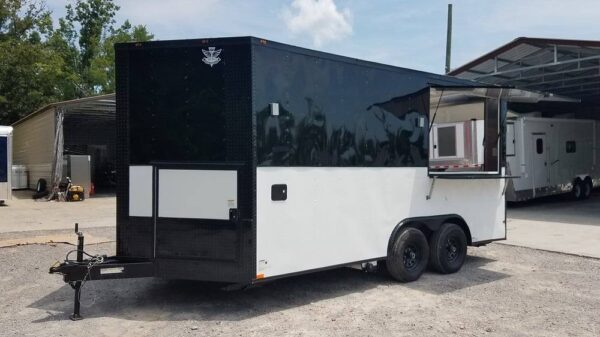 8.5' x 16' Black & White Food Concession Event Trailer - Image 5