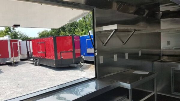 8.5' x 16' Black & White Food Concession Event Trailer - Image 17