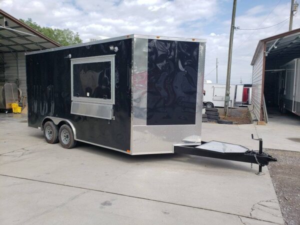 8.5' x 16' Black Custom Concession Food Trailer With Appliances - Image 19