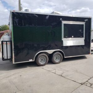 8.5' x 16' Black Custom Concession Food Trailer With Appliances