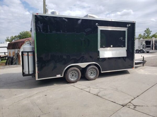 8.5' x 16' Black Custom Concession Food Trailer With Appliances