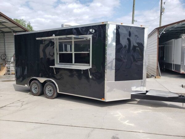 8.5' x 16' Black Custom Concession Food Trailer With Appliances - Image 15