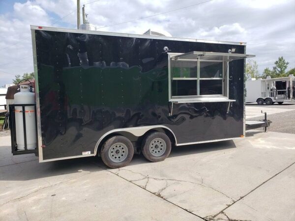 8.5' x 16' Black Custom Concession Food Trailer With Appliances - Image 23