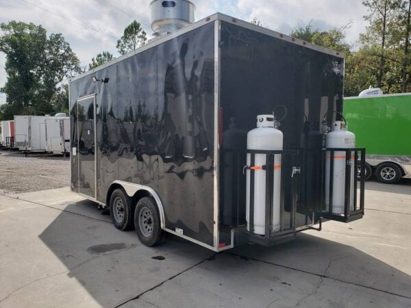 8.5' x 16' Black Custom Concession Food Trailer With Appliances - Image 21