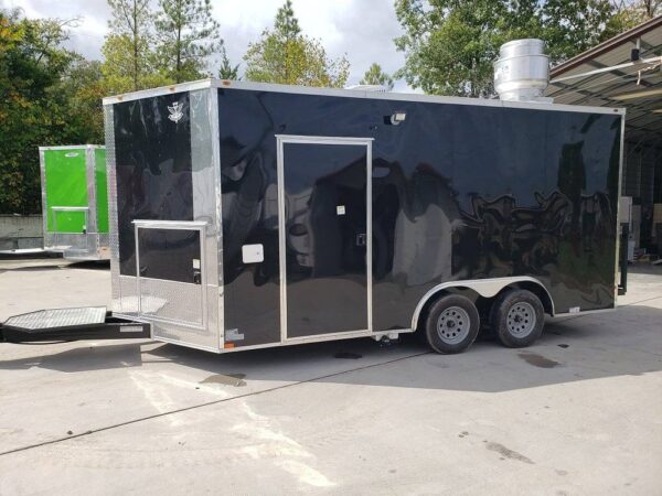 8.5' x 16' Black Custom Concession Food Trailer With Appliances - Image 16