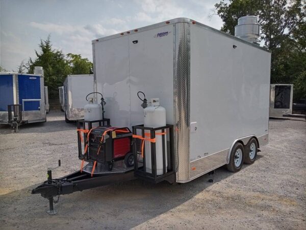 8.5' x 14' White Flat Nose Concession Trailer - Image 2