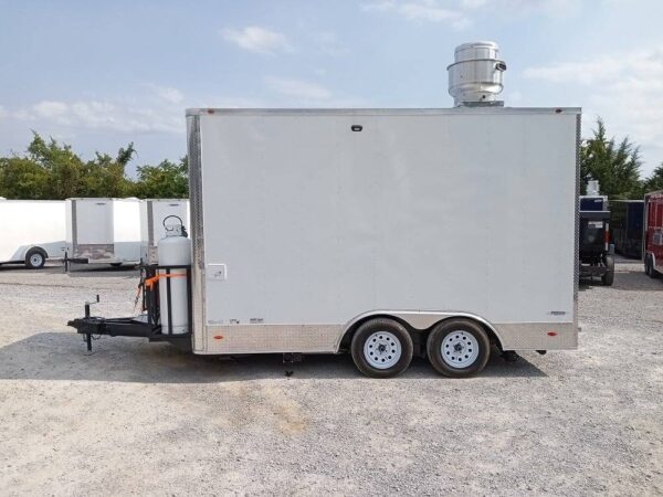 8.5' x 14' White Flat Nose Concession Trailer - Image 3