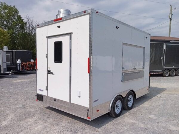 8.5' x 14' White Flat Nose Concession Trailer - Image 8
