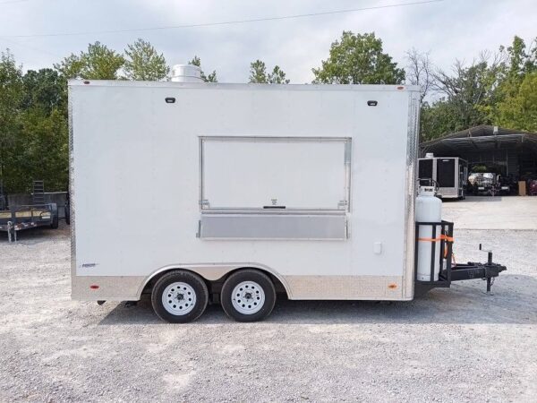 8.5' x 14' White Flat Nose Concession Trailer - Image 9