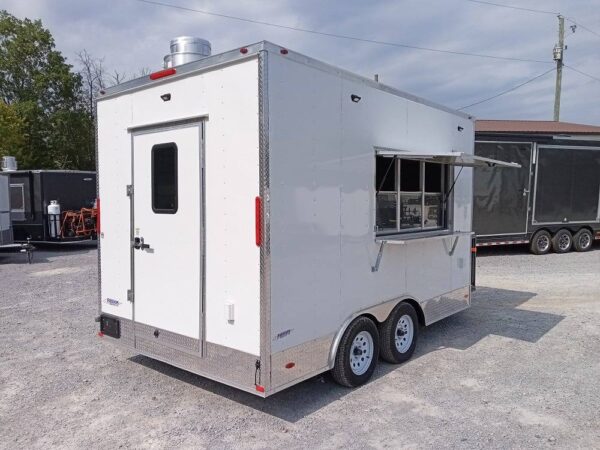 8.5' x 14' White Flat Nose Concession Trailer - Image 10