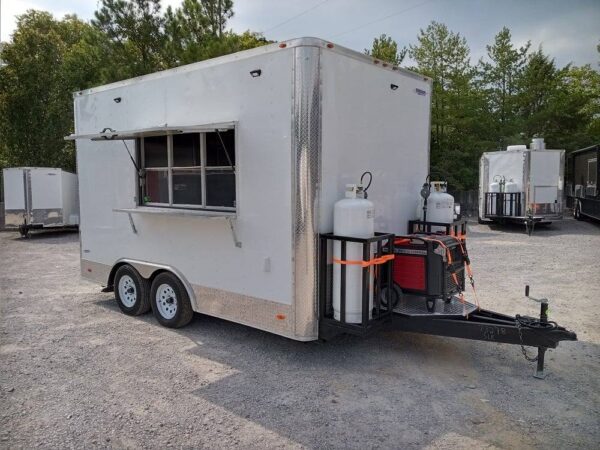 8.5' x 14' White Flat Nose Concession Trailer - Image 12