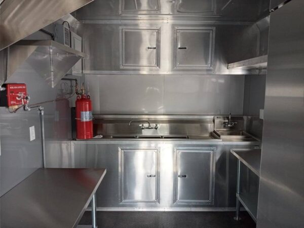 8.5' x 14' White Flat Nose Concession Trailer - Image 20