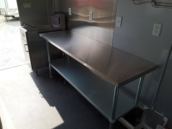 8.5' x 14' White Flat Nose Concession Trailer - Image 23
