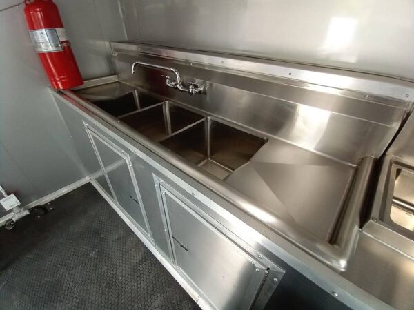 8.5' x 14' White Flat Nose Concession Trailer - Image 28