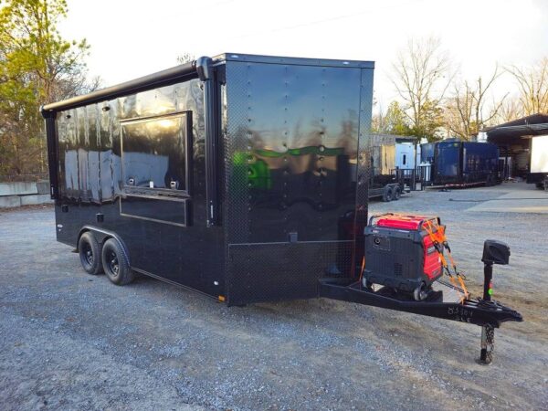 8.5' X 16' Black Food Event Catering Concession Trailer - Image 15