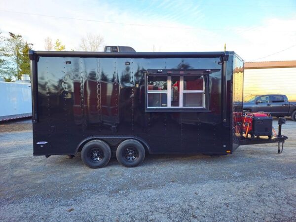 8.5' X 16' Black Food Event Catering Concession Trailer - Image 17