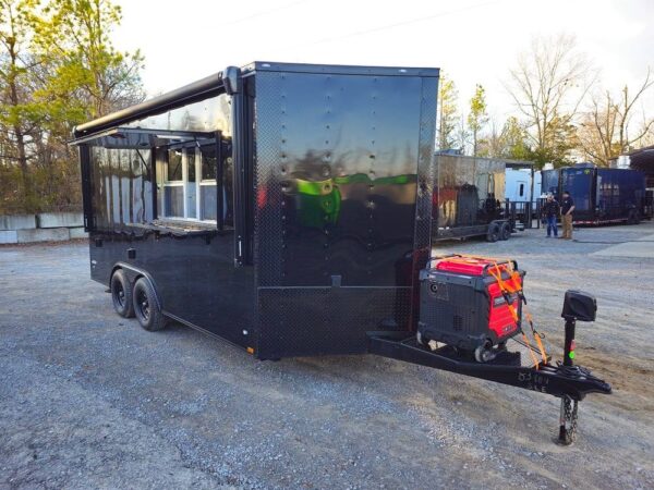 8.5' X 16' Black Food Event Catering Concession Trailer - Image 18