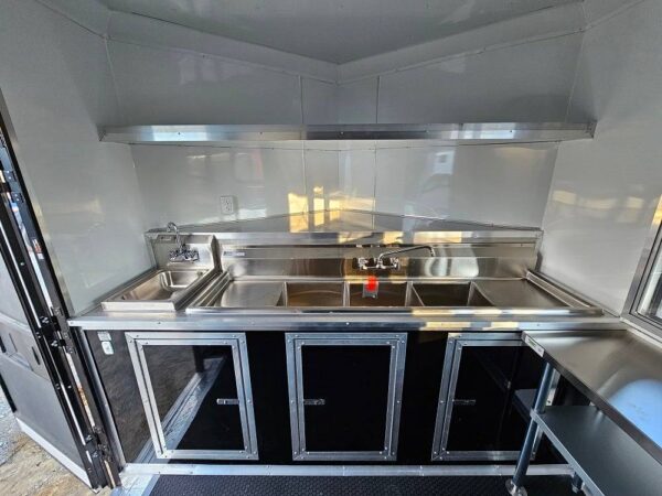 8.5' X 16' Black Food Event Catering Concession Trailer - Image 28