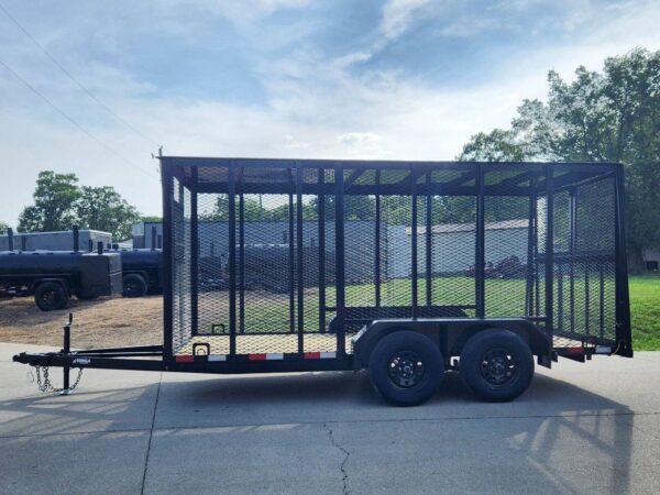 6.4x14 Straight Deck Utility Trailer 6ft Mesh Sides with Metal Roof (2) 3,500lb Axles - Image 3