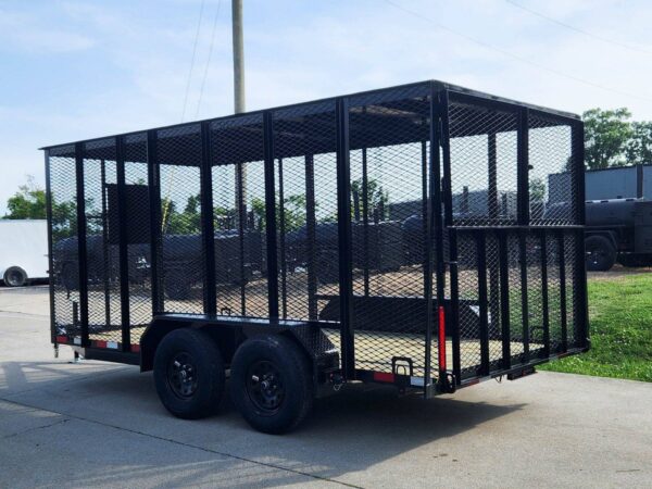 6.4x14 Straight Deck Utility Trailer 6ft Mesh Sides with Metal Roof (2) 3,500lb Axles - Image 4