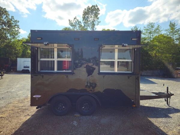 8.5' X 12' Black Concession Trailer Ticket Booth Office - Image 11