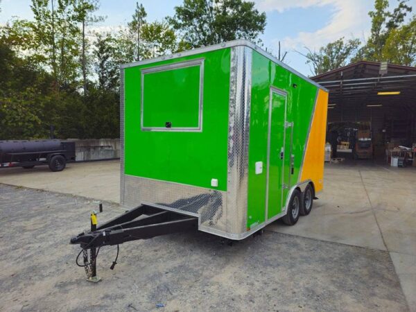 8.5' X 14' Lime Green and Yellow Concession Lemonade Beverage Trailer - Image 3