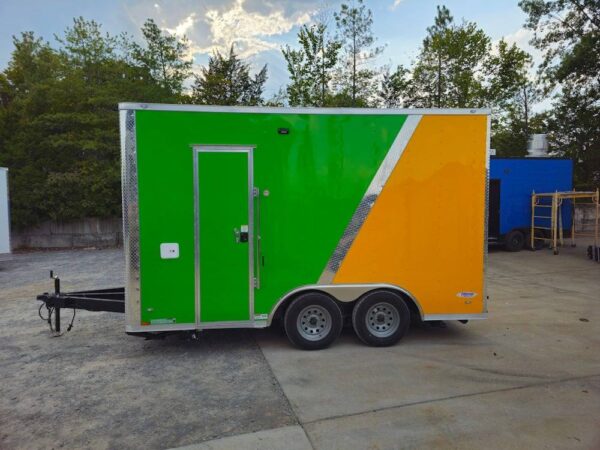 8.5' X 14' Lime Green and Yellow Concession Lemonade Beverage Trailer - Image 4
