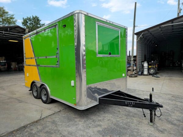 8.5' X 14' Lime Green and Yellow Concession Lemonade Beverage Trailer - Image 9