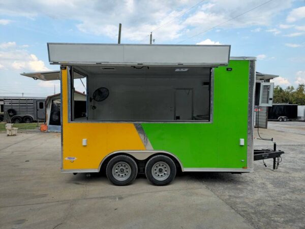 8.5' X 14' Lime Green and Yellow Concession Lemonade Beverage Trailer - Image 16