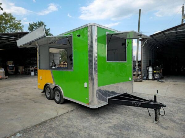 8.5' X 14' Lime Green and Yellow Concession Lemonade Beverage Trailer - Image 17